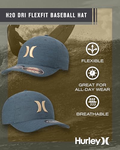 Image of Hurley Mens Baseball Cap - Moisture Wicking Curved Brim Flexfit Fitted Hats for Men with H2O-Dri Sweatband (Sizes: S-XL)