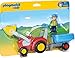 Produktbild PLAYMOBIL 1.2.3 6964 Traktor mit Anhänger, Schaufel und Hebearm sind beweglich, Mulde klappbar, inklusive Bauer und Strohballen, ab 1,5 Jahren