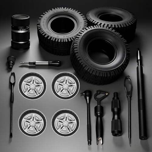 4Pcs Black Toy Car Wheel Tires,48mm Simulation Rubber Wheel Tire Toy Model DIY RC Spare Parts Easy Installation Small in Size,Remote and App Controlled Vehicles and Parts,Wheels and Tires - Image 5
