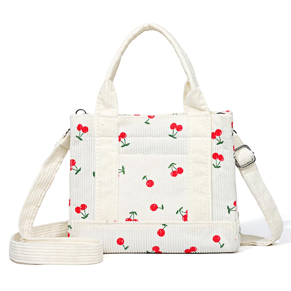 Corduroy Tote Bag Small Satchel Bag for Women Crossbody Bag Purse with Zipper Casual Hobo Handbag