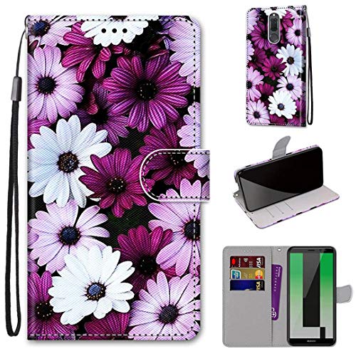 Huawei Mate 10 Lite Case, SATURCASE Beautiful PU Leather Flip Magnet Wallet Stand Card Slots Hand Strap Protective Case Cover for Huawei Mate 10 Lite (DH-17)