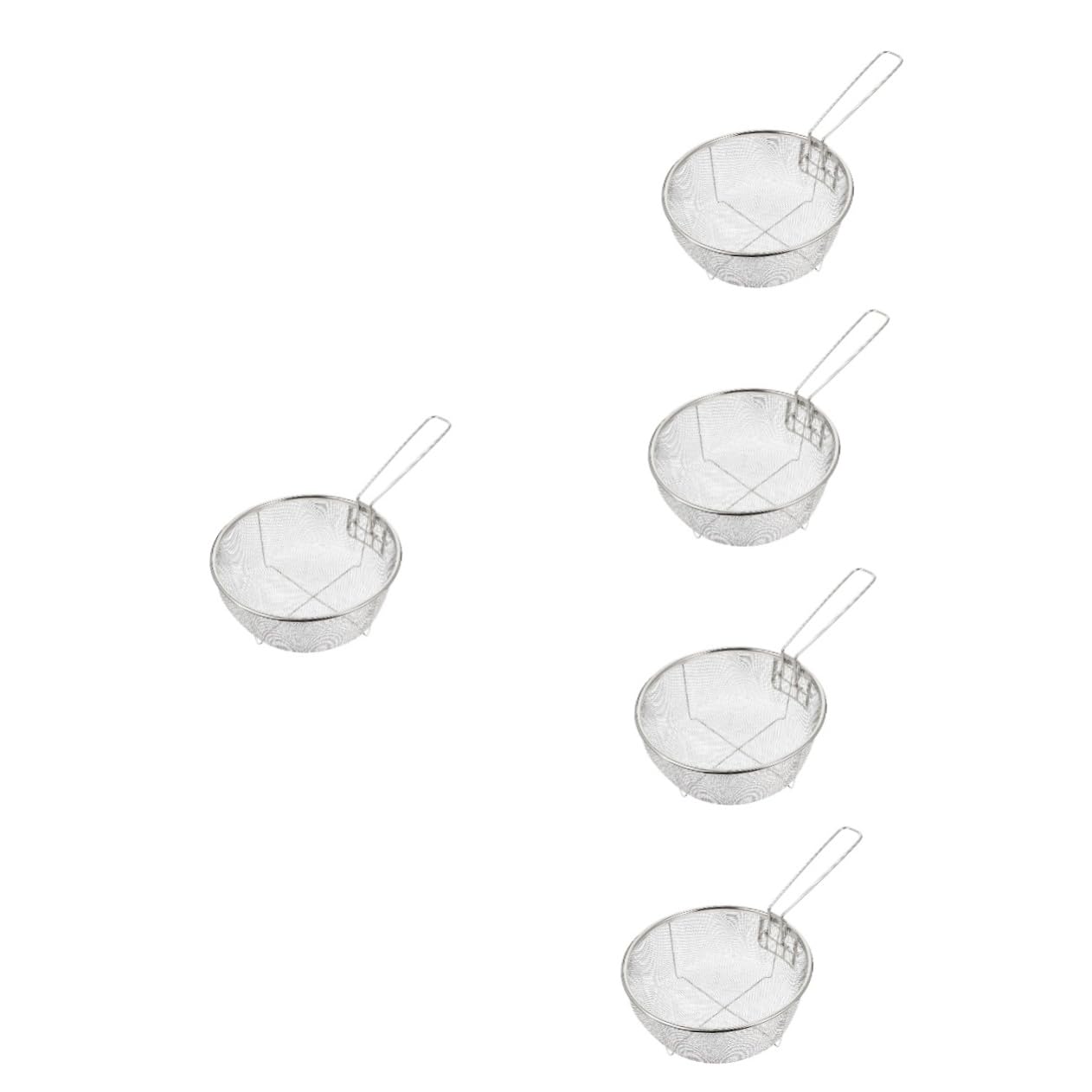 Garneck per Friggitrice con Maniglia Ergonomica 5 Pezzi in Acciaio Inox a Maglie Rotondo per Patatine Fritte