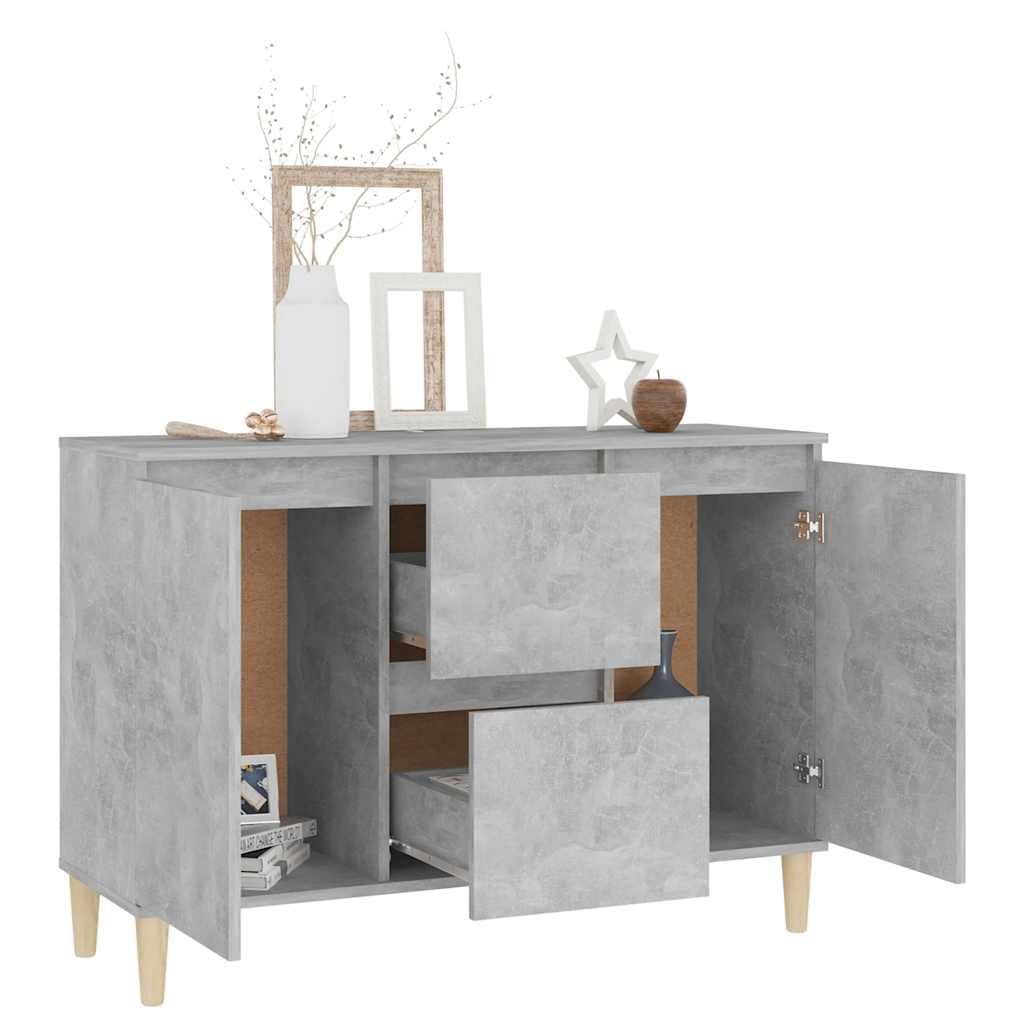 Credenza Grigio Cemento 101x35x70 cm con 2 Ante e 2 Cassetti | Mobiletto multiuso grigio cemento per soggiorno e ingresso, dotato di ampio ripiano espositivo e piedini stabili.