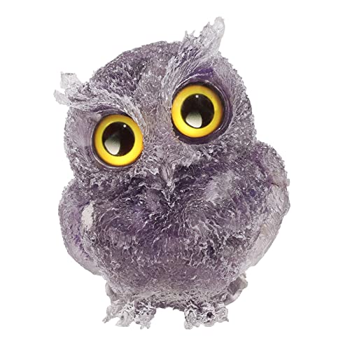 Nupuyai 2.4" Amethyst Owl Bird Carved Crystal Animal Statue Ornament