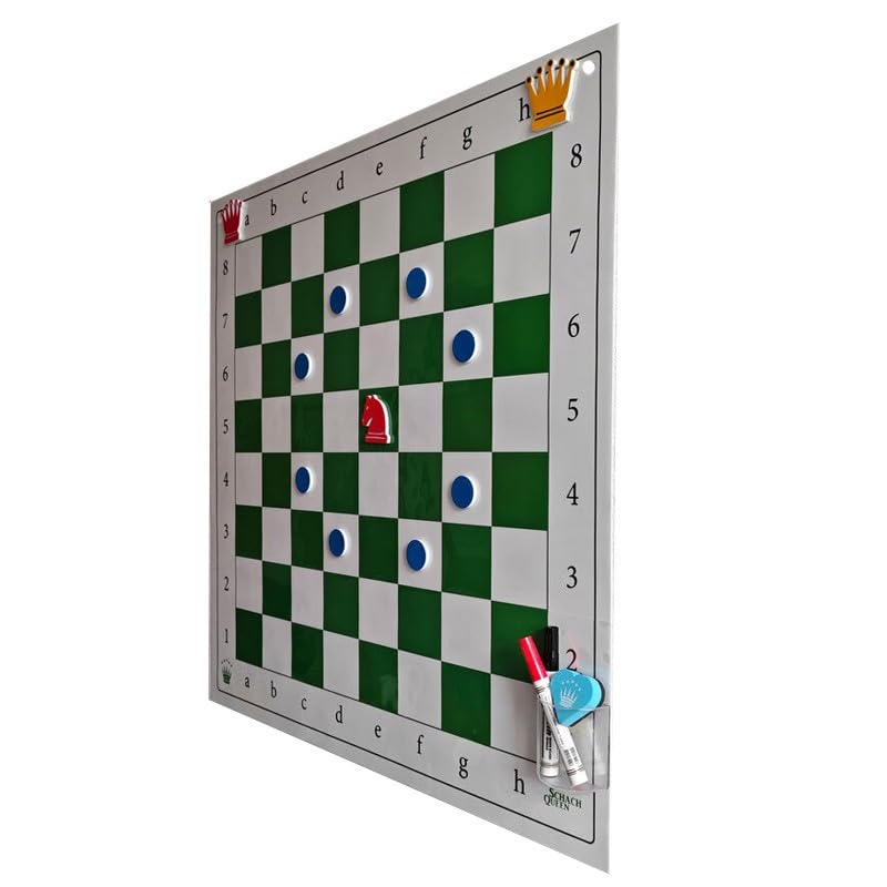 Échiquier de démonstration Mural autoadhésive, carrée 80mm (Vert, Blanc, Rouge, Jaune, Bleu) - Jeu d'échecs pour 2 joueurs à partir de 6 ans