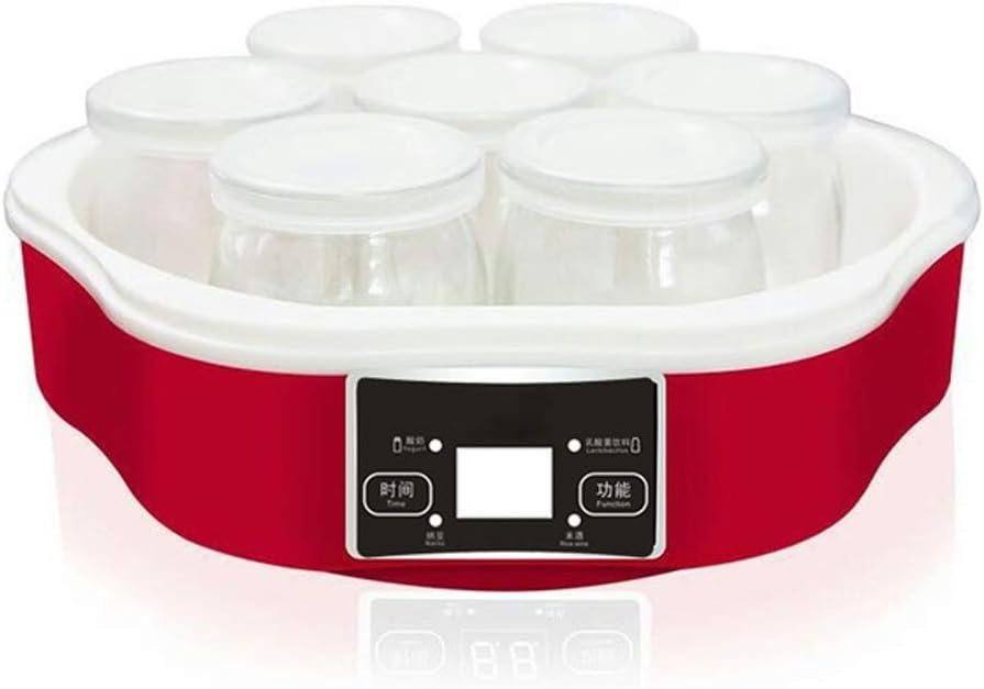 Automatic Yogurt Maker Machine Household DIY Yogurt Tools Glass Cups Stanless Steel Liner Natto Rice Wine Yogurt Function (Color : B)