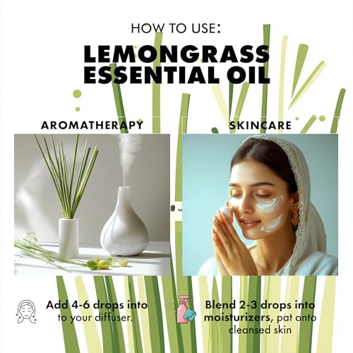 Image of Esslux Lemongrass Essential Oil - Outdoor Protection and Relaxes Muscle Aches - for Worry-Free Fun - 100 Pure Therapeutic Grade for Aromatherapy and Topical Use - 90 ML