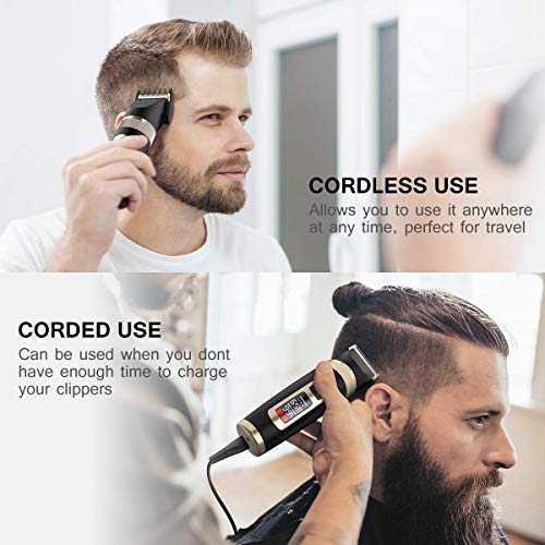 ETEREAUTY Hair Clippers for Men, Cordless Hair Trimmer, Rechargeable Beard Trimmer - with Titanium Ceramic Blade, LED Display, 3 Adjustable Speeds Beard Trimmers - Thumbnail 4