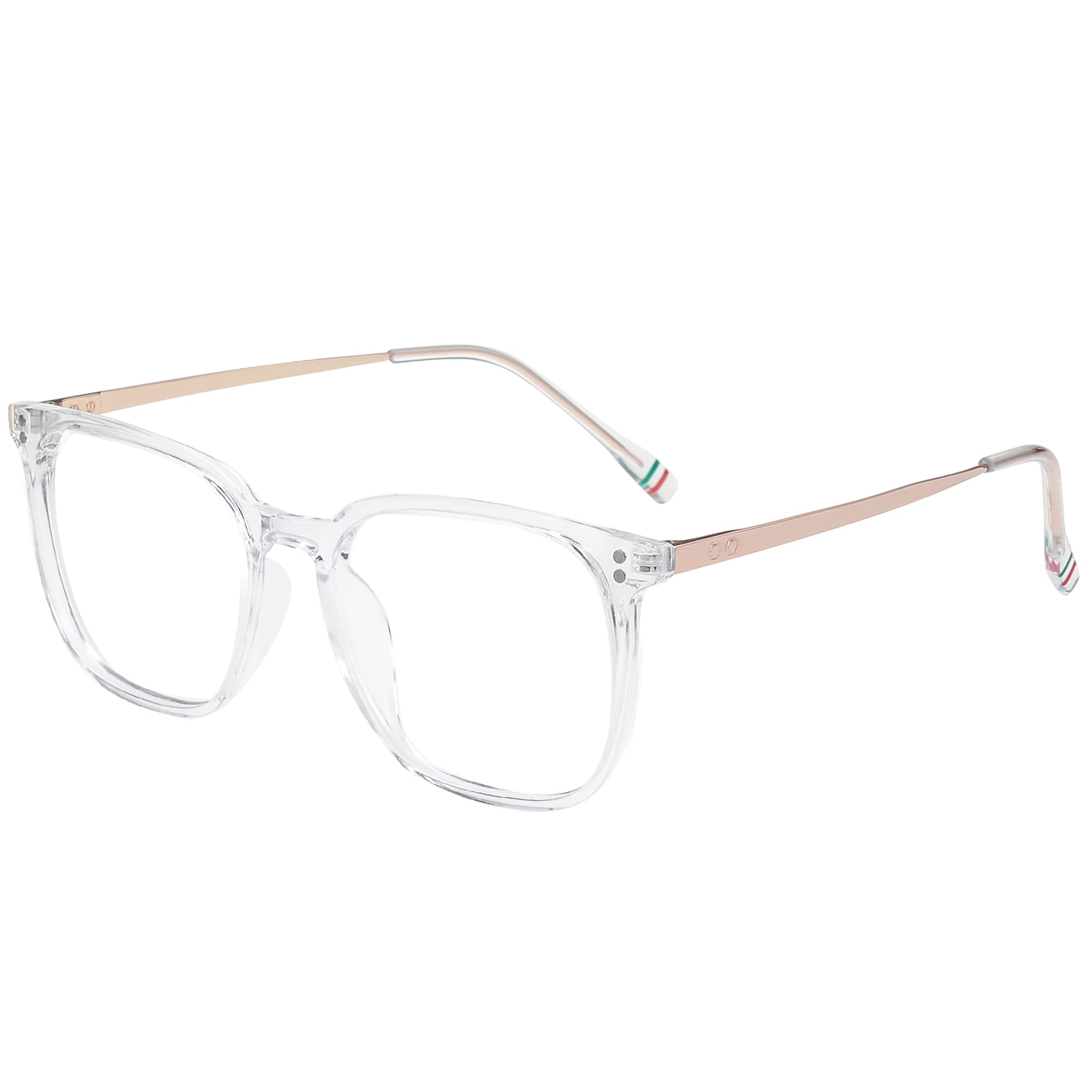GUDVUE Gafas de luz azul de gran tamaño, para lectura de computadora, juegos, teléfonos, antirreflejos, UV400, fatiga ocular, marco cuadrado grande, dorado, 139 mm