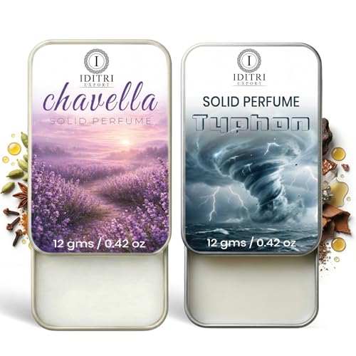 Image of IDITRI EXPORT Solid Perfume |Typhon&Chavella Alcohol Free Wax Perfume Balm, Long Lasting | Pocket Tin 12g, Pack Of 2| Non Greasy Smooth Glide, Travel Friendly Men And Women