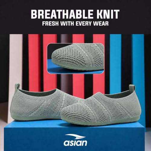 Image of ASIAN ZERI-02 Women's Knitted Slip-On Casual Shoes | Lightweight, Memory Foam, Flexible & Breathable Footwear for Walking, Travel & Casual Use