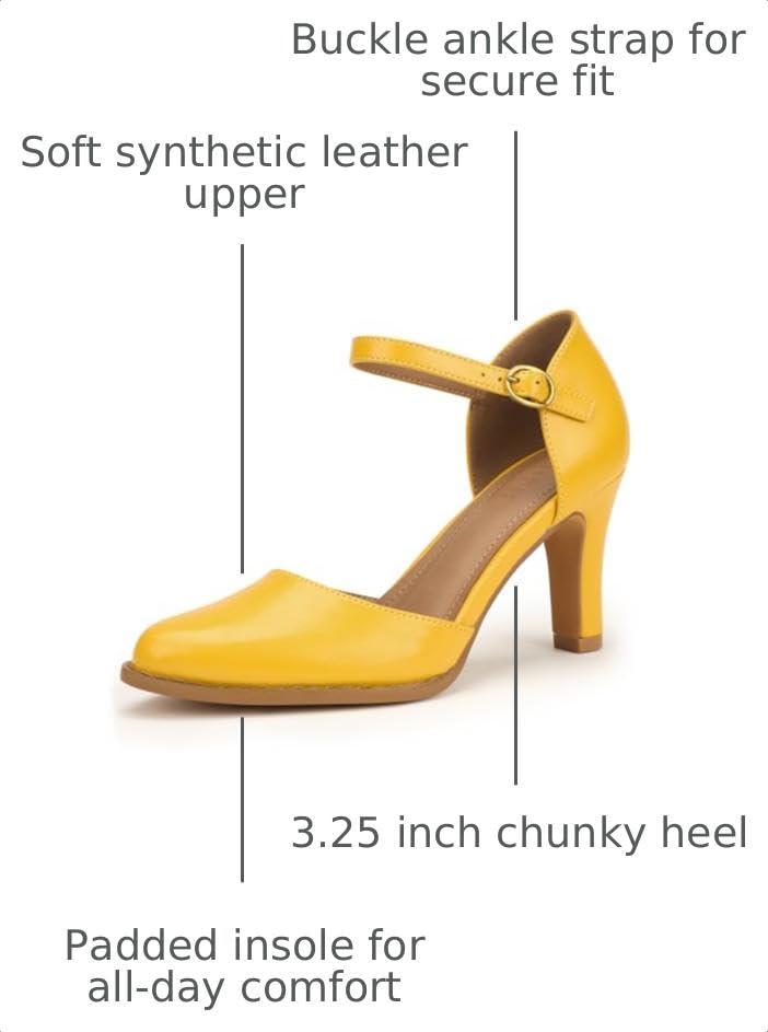 Image of IDIFU IN3 Closed Toe Chunky High Heels Comfortable Dress Shoes for Women