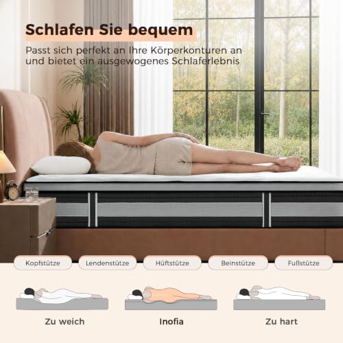 Inofia Ace Hybrid Matratze 90x200cm H3 Mittelfest 7-Zonen 100-Nächte-Probeschlaf Orthopädisch – Ansicht 5