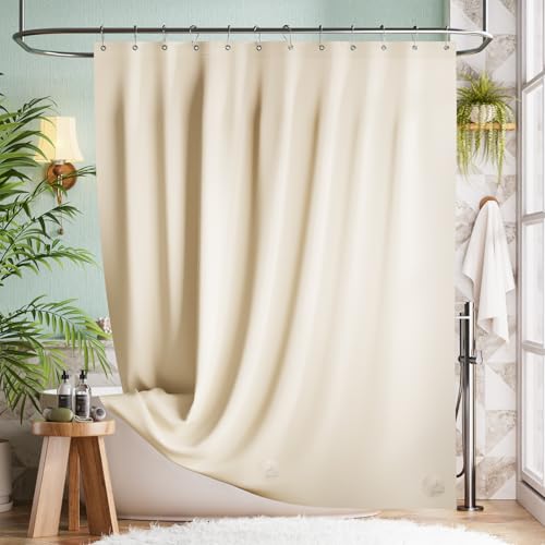 Image of Bathway Shower Curtain Liner, Beige Shower Curtain Liner 72x72 PEVA Waterproof Shower Curtain Liner Plastic with 3 Magnets and 12 Rustproof Metal Grommets, Lightweight Shower Liner for Bathroom