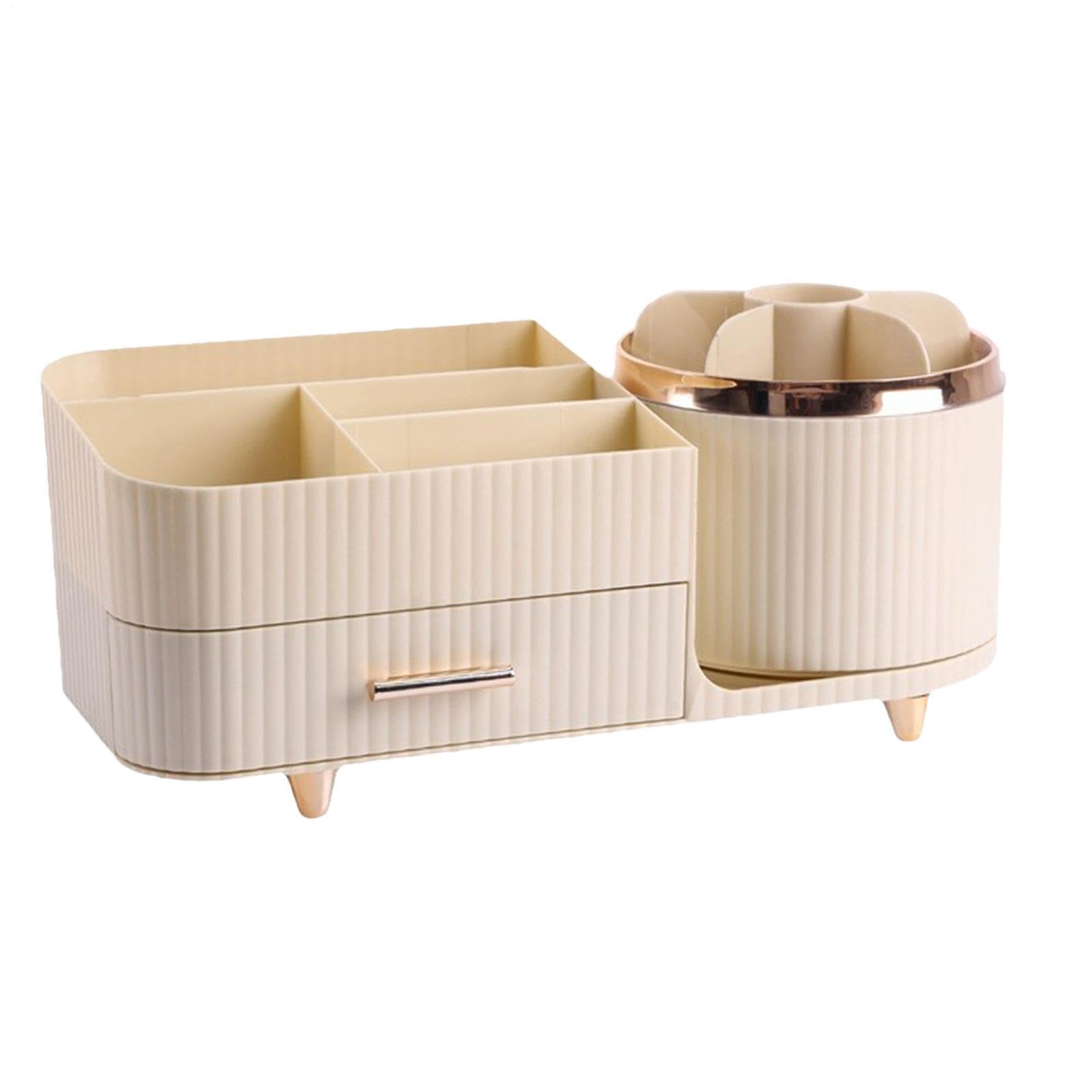 Organizer per cosmetici, girevole a 360 gradi, con cassetti, , Siehe | Portaspazzoli leggero e lussuoso, elegante supporto per la cura della pelle, ripiano salvaspazio per trucco, unghie, eyeliner