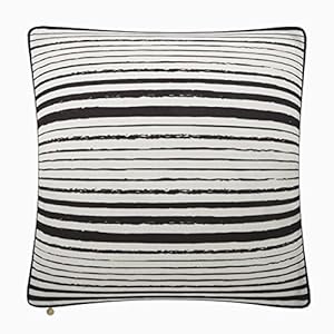 Fab Habitat Indoor/Outdoor Throw Pillow Made from Recycled Polyester Yarn - Stain Resistant, Machine Washable, Insert Included - Patio, Deck, Porch, Living Room - Munich - Black Stripe (20" x 20") Fab Habitat IndoorOutdoor Throw Pillow Made from Recycled Polyester Yarn Stain Resistant Machine Washable Insert Included Patio Deck Porch Living Room Munich Black Stripe 20 x 20