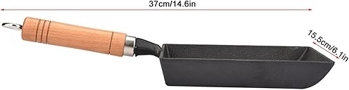 Miniatura 6 de Tamagoyaki - Sartén japonesa para tortilla, sartén rectangular, mini sartén para huevos con mango de madera, sartén de tortilla de hierro para