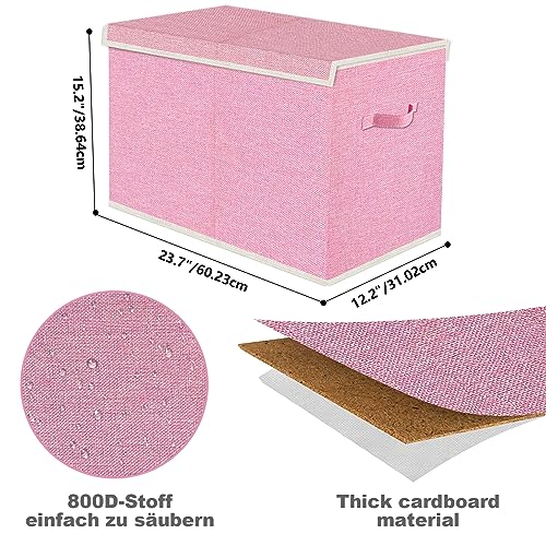 VERONLY Spielzeugkiste Aufbewahrungsbox mit Deckel Kinderzimmer- 83L Faltbar Groß Spielzeug Aufbewahrung Kinder karton mit Griffen für Mädchen Kinderzimmer Bücher Schlafzimmer(62x33x40cm, Rosa)