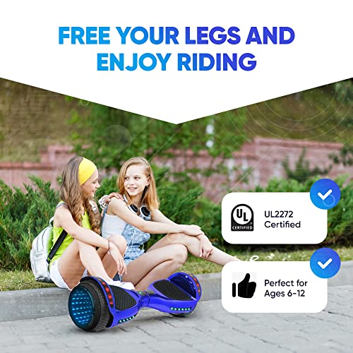 Emaxusa Hoverboard For Kids Ages 6-12, Self Balancing Scooter With Led Lights And Built-In Bluetooth Speaker, Ul Safety Certified (Blue) #TOP6