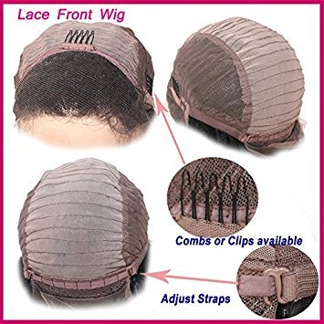 iVogue Hair Afro Kinky Curly T Lace Front Human Hair Wigs with Bangs Malaysian Virgin Hair Short Bob Lace Wigs for African Americans Black Women (10inch)