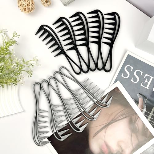 Set de 10 Peines Anchos Antiestáticos Negro y Plateado miniatura 7