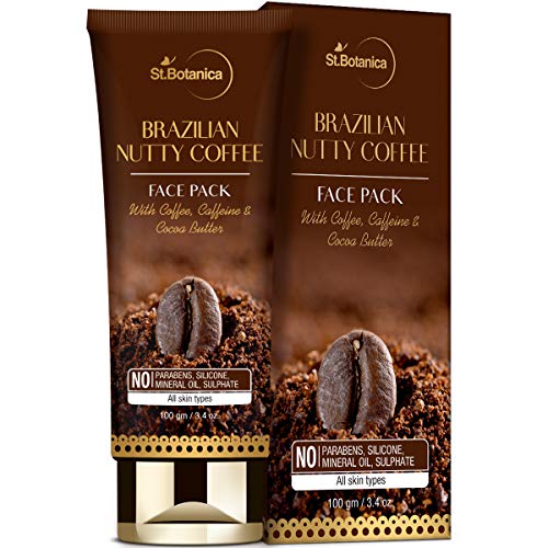 StBotanica Brazilian Nutty Coffee Face Mask 100g | With Coffee, Caffeine And Cocoa Butter | No SLS, Paraben