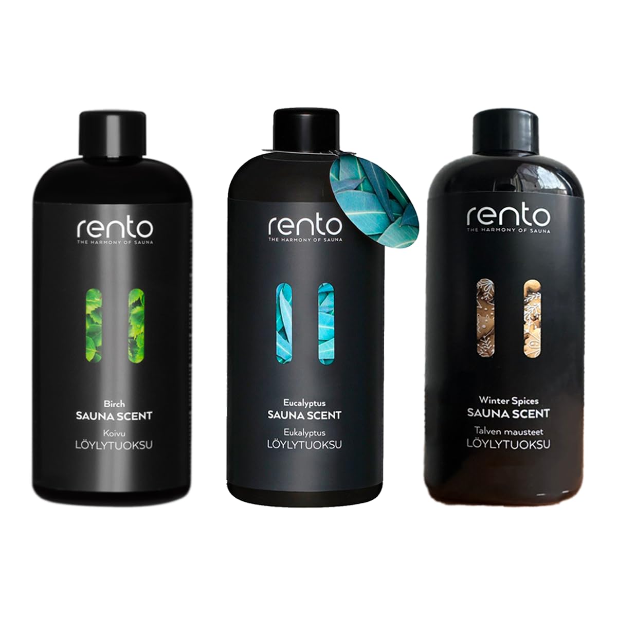 Rento Aromes pour Sauna Eucalyptus, Bouleau et Winter Spices 3x400ml