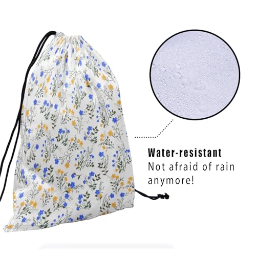 Image of Nerxy Floral Grip Bag - Spring Summer Gymnastics Grip Bag Wildflower Gymnasts Gym Bag Blue Yellow Drawstring Gift Bag Gym Storage Pouch for Sports Party Favors