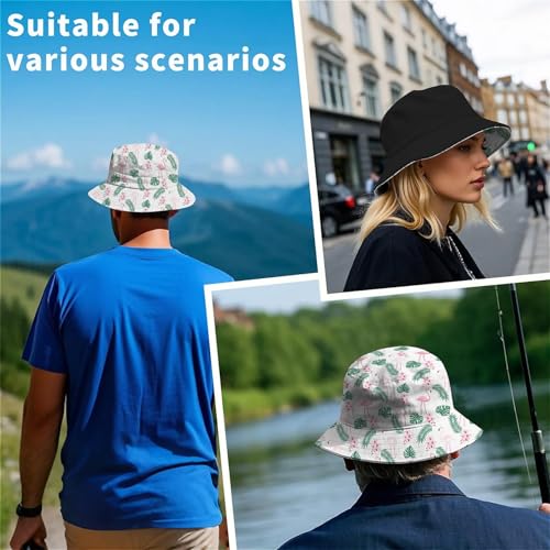 Image of Cool Bucket Hat Beach Sun Hat Beach Fishing Hat for Men Women Teens, Reversible Double-Side-Wear
