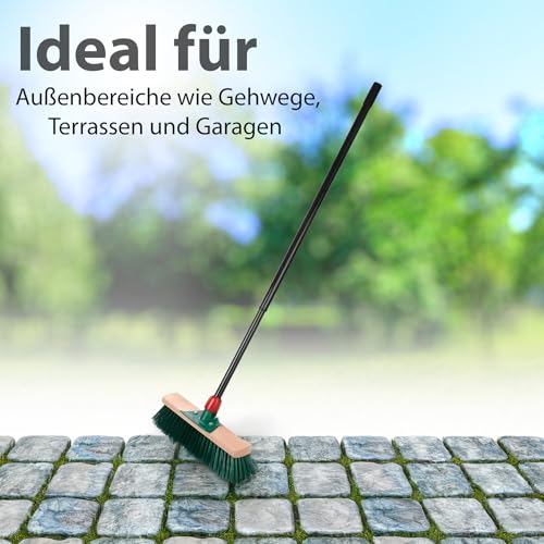 BigDean Straßenbesen mit Teleskopstiel Besen ausziehbar bis 153 cm – Kehrbesen mit Schabkante & Made in Germany – Bild 3