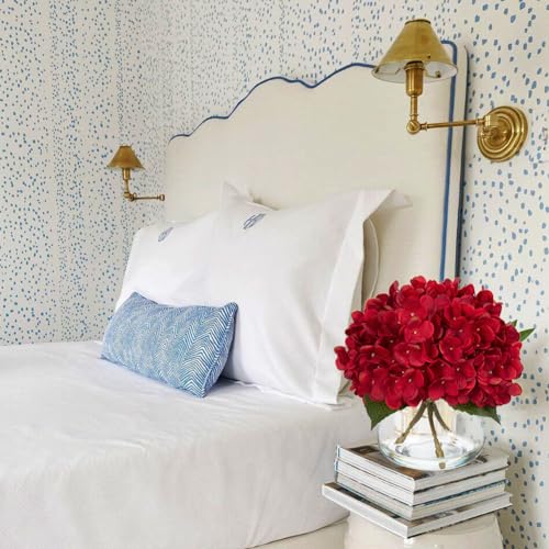 Hollyone Hydrangea Artificial Flowers in Vase Red Silk Fall Fake Flowers Arrangements with Glass Vase with Faux Water Faux Floral Bulk Bouquet for Office Table Centerpiece Shelf Home Decorations - Image 7