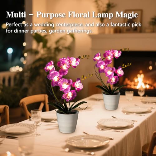 Image of Purple Orchid Lamp Gifts for Women Flower Decor for Bedroom Coffee Shop