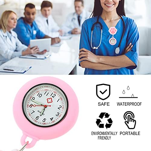 iplusmile Nurse fob Watch, Nurse Pocket Watch, Valentine's Day Women Nurse Clip-on Watch, Cat Paw Shaped, Hanging Watch Hanging Fob Watch
