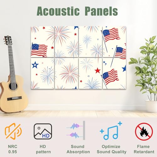 Paneles acústicos artísticos 8 unidades con adhesivo, 48" x 32", fibras de poliéster, decoración decorativa y aislamiento de sonido miniatura 3