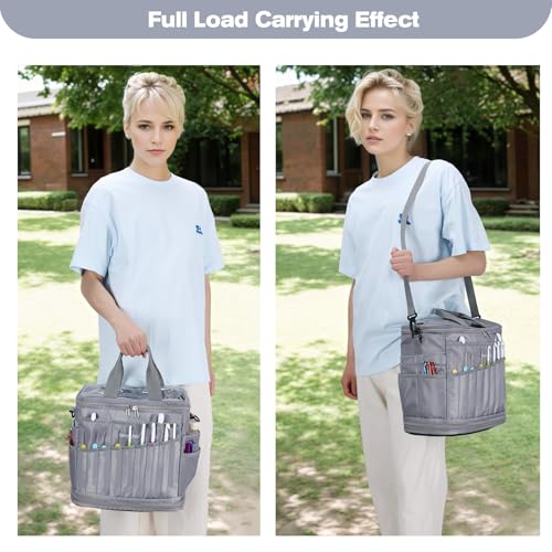 Image of Expandable Crochet Bag,Anti-Tangle Yarn Storage Organizer, Durable Knitting Project Bags for Crocheting Accessories, Portable Travel Yarn Bag for Knitters & Crocheters.ldeal Gift for Women (Gray)