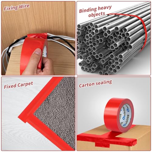 Image of Oleitodh 22 Pack Red Duct Tape Heavy Duty,8.3 Mil Thickness,2 Inches x 30 Yards,Strong Industrial Strength,Flexible,No Residue,Waterproof and Tear by Hand,Multi-Use for Indoor & Outdoor Repairs