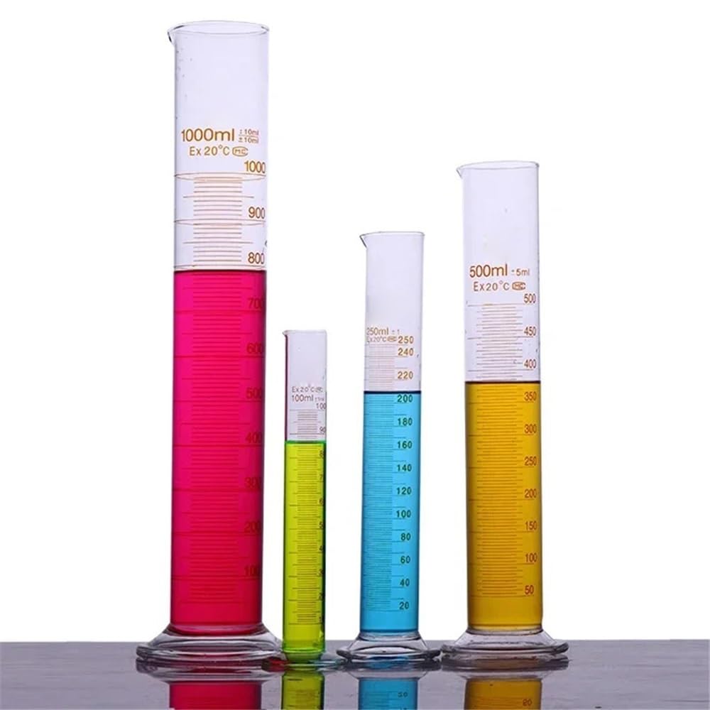 Cristalería de Laboratorio Juego de cilindros de medición graduados de vidrio grueso de 25 ml, 50 ml, 100 ml, 250 ml, 500 ml, 1000 ml y 2000 ml for laboratorio.(2000ml)