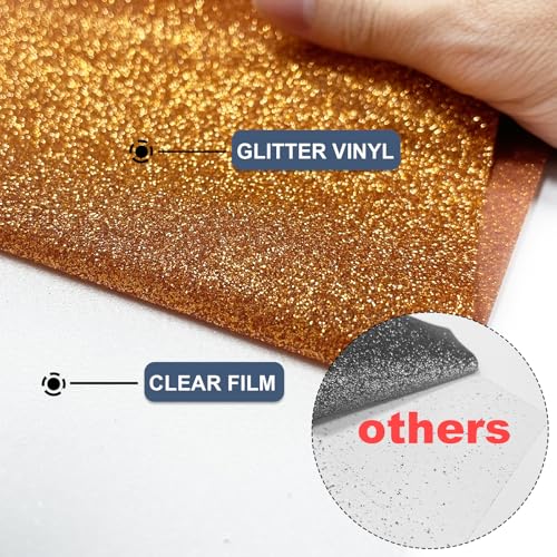 Image of Orange Glitter Heat Transfer Vinyl 12 inch x 8 ft HTV for Shirts, Glitter HTV for All Cutter Machine - Easy to Cut & Weed for Heat Vinyl Design (Copper)