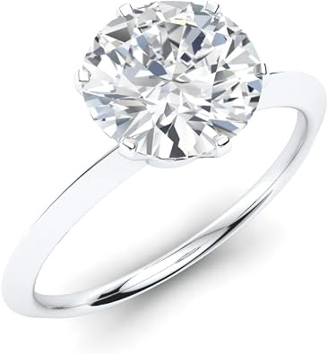 Diamondere Natural and Certified Diamond Solitaire Engagement Ring in 14K White Gold | 0.31 Carat Ring Size 5.5, 7