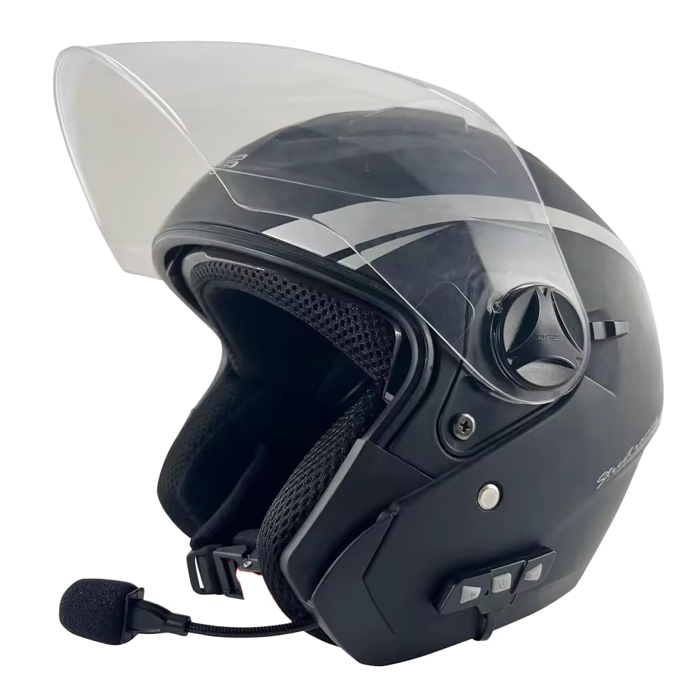 SST Speak&Ride Pro Interfono Bluetooth per Casco Moto - Comunicazione Fino a 500m, Audio Stereo di Alta Qualità, Connessione Fino a 2 Dispositivi, Batteria Lunga Durata, Impermeabile