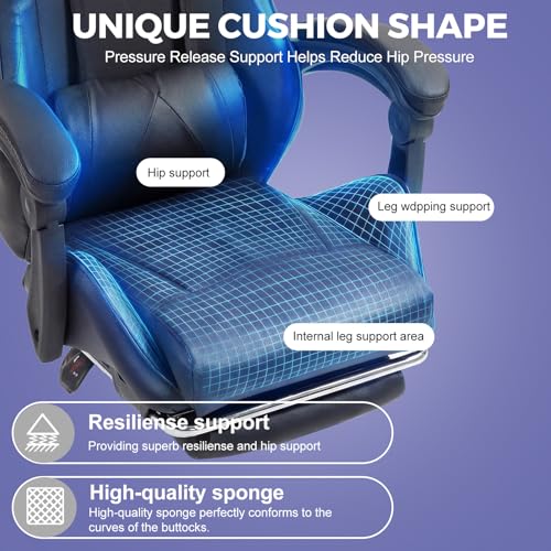 Panana Gaming Chair, Racing Style Office High Back Ergonomic Conference Work Chair Reclining Computer PC Swivel Desk Chair 145 Degree Reclining Angle with Headrest, Lumbar Cushion & Footrest (Black) - Image 6