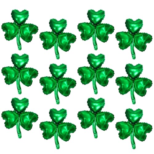 Omnikryp 12 Piezas Globos Verdes, Foil Tréboles Globos, Inflable Helio o Aire, Tréboles Decoración para Fiestas, Bodas, Reuniones, Cumpleaños, Bautizos, Photocall, Celebraciones, San Patricio