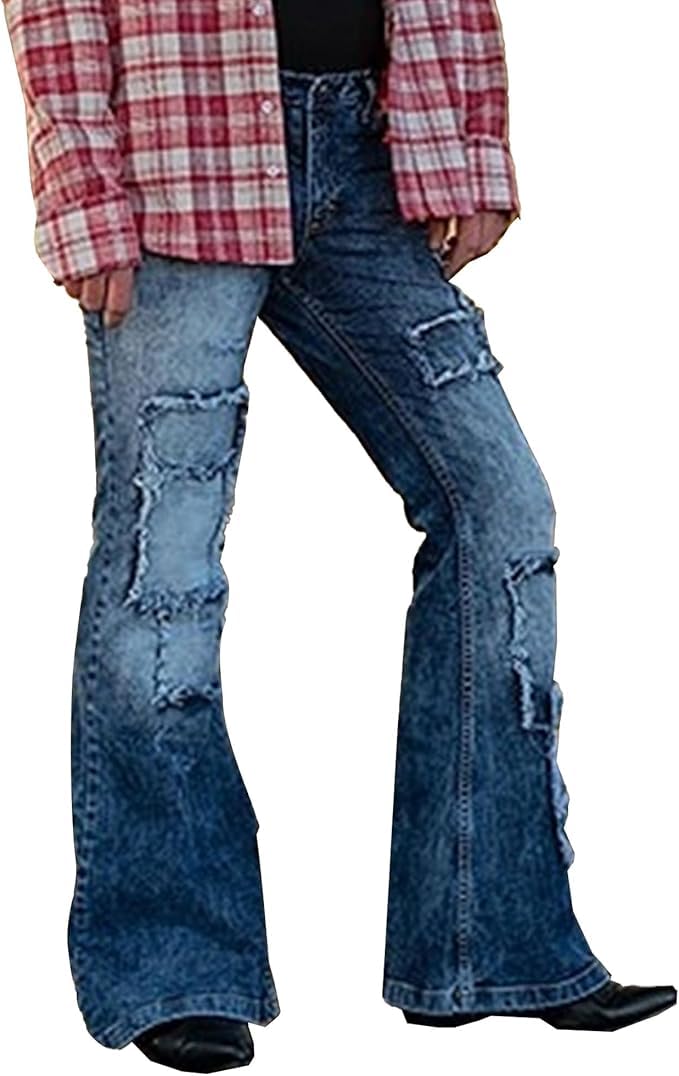 Mens Vintage Leg Disco Jeans Vintage Bell Bottom Men Denim Pants Stretch Retro Bell Flared 70s Jean Pants