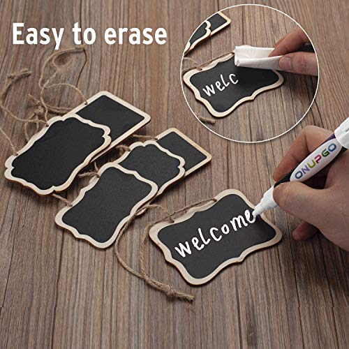 Image of CVANU 15 Pcs Mini Chalkboards Signs Hanging Rectangle Chalkboards Double Sided Blackboard Message Board Hanging Signs for Weddings, Kids Crafts C-1