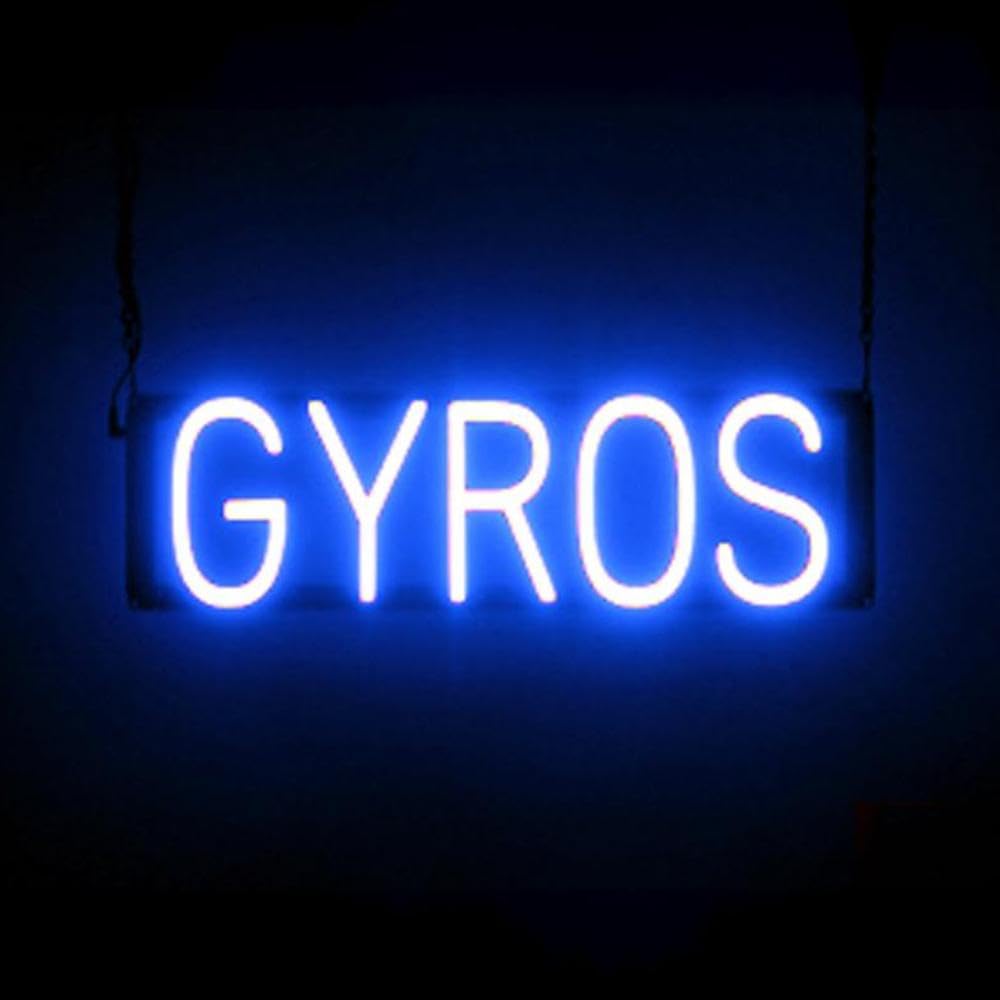 SpellBrite LED Neon GYROS Sign for Business - Blue, 21" x 6"