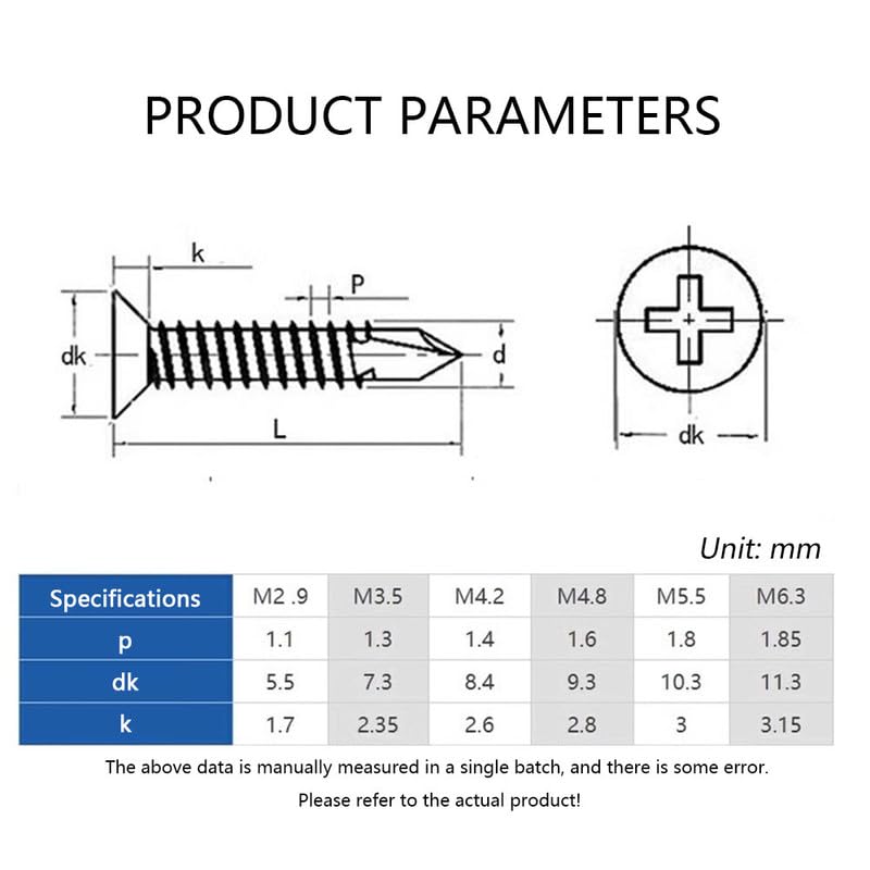 Black Self Drilling Screws M4.2 x 25 mm, Phillips Flat Head, 410 Stainless Steel Screws - Image 2