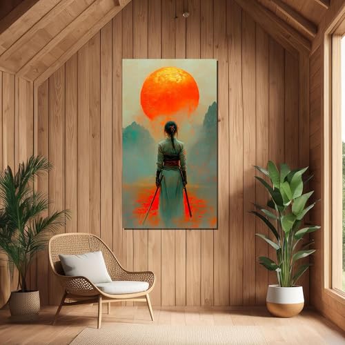 Affiche samouraï pour habiller un grand mur vide sans cadre encombrant