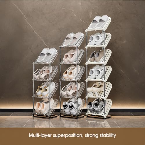 Image of Cortina Shoe Rack Vertical Shoes Racks for Entryway Corner Shoe Storage Organizer for Small Spaces Transparently Tall Slim Shoe Shelf for Front Door Entrance Living Room - 2 Layer