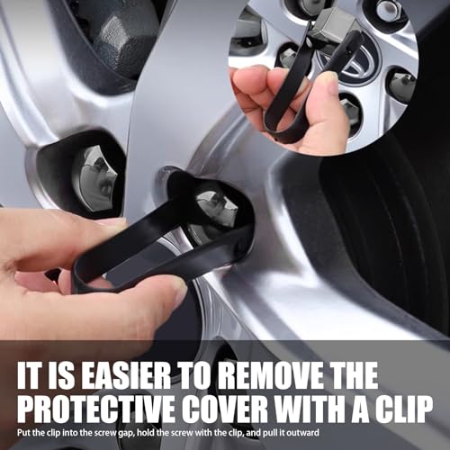 Image of 21 PCS Car Hub Lug Nut Cover with Extraction Clip, Anti-theft Protective Design, Waterproof Vehicle Tire Screw Cap Accessories, Universal 0.74In /19MM Automotive Hub Seals (Black)