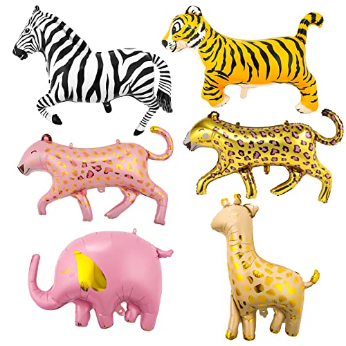 SAVITA 6pcs Safari Balloons, Animal Print Balloons Jungle Animal Balloons pour Fournitures de Décoration de Fête